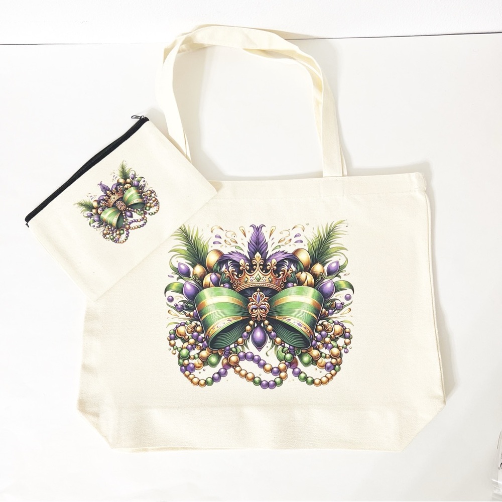 Mardi Gras Tote Bag & Pouch Set